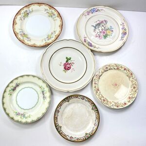 Vintage Lot of Set of 6 Bread and Desert Plates 6-8" Floral Japan USA Back Stamp